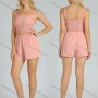 Wholesale Women's Casual Plain Crop Ruffle Trim Shirred Cami Top preview