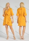 Wholesale Women's V-Neck Ruffle Trim Trumpet Sleeve Casual Wrap Hem Short Dress - Liuhuamall