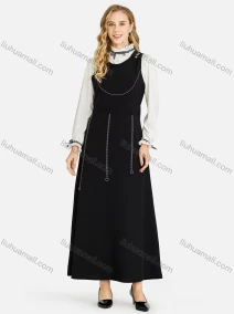 Wholesale  Women's Tie Neck Long Sleeve Shirts With  Crew Neck Tie back Maxi Tank Dress 2-Piece Se With Beltt, LIUHUA CLOTHING WHOLESALE