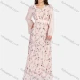 Wholesale Women's Casual V Neck Ruffle Trim Button Front Peplum Floral Belted Maxi Dress K028# preview