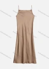 Wholesale Women's Summer Elegant Plain Satin Split Hem Maxi Cami Dress - Liuhuamall
