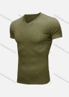 Wholesale Men's Silm Fit Rib-knit V Neck Short Sleeve Plain Tee - Liuhuamall