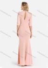 Wholesale Women's Elegant Crew Neck Splicing Rhinestone Mesh Zip Back Ruched Split Side Evening Dress - Liuhuamall