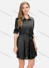 Wholesale Women's Casual Button Front Patch Pocket Shirt Dress With Belt - Liuhuamall