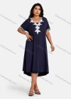 Wholesale Women's Plus Size Elegant V Neck Short Sleeve Embroidery Midi Dress - Liuhuamall