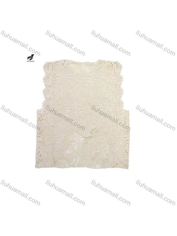 Wholesale Summer new loose blouse vest fashion jacket split horse sandwich water-soluble lace shirt hollow French vest