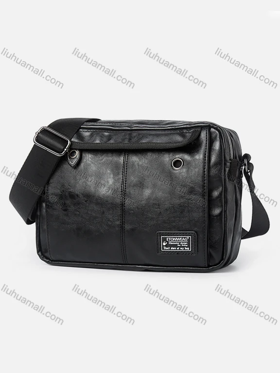 Men's Casual Sewing Label PU Leather Adjustable Belt Shoulder Bags