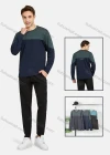 Wholesale Men's Athletic Crew Neck Long Sleeve Colorblock T-shirts - Liuhuamall