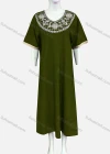 Wholesale Women's African Long Sleeve Gold Thread Embroidery Maxi Denim Kaftan Dress LSHNZ-10WF# - Liuhuamall