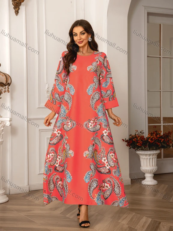 Wholesale Luxury Beaded & Pearl Embroidered Muslim Abaya, Dubai Style Flare Sleeve Modest Maxi Kaftan for Eid Ramadan