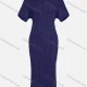Wholesale Women's Casual Short Sleeve Plain Shirred Striped Bodycon Maxi Dress 1052# Dark Blue Clothing Wholesale Market Liuhua