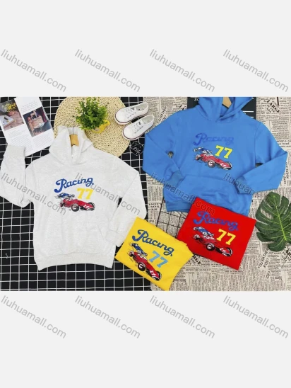Wholesale Boy's Comfy Letter Graphic Kangaroo Pocket Long Sleeve Hoodies