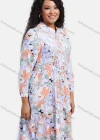 Wholesale Women's Casual Floral Print Button Down Long Sleeve Flared Hem Maxi Shirt Dress With Belt - Liuhuamall