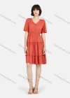 Wholesale Women's Casual Butterfly Sleeve Ruffle Trim Button Front Plain Short Dress - Liuhuamall