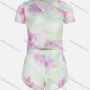 Wholesale Women's Casual Tie Dye Short Sleeve Button Front Tops & Elastic Waist Pocket Shorts Sets preview