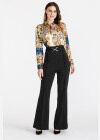 Wholesale Women's Fall Button Front Leopard&Vintage Print Long Sleeve Shirt - Liuhuamall