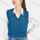 Wholesale Women's Casual V Neck Plain Knit Crop Sweater Vest 0988# Blue Wholesale Clothing Market & Suppliers -LIUHUAMALL