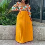 Wholesale Women's Elegant Allover Print Graphic Ruched V Neck Crop Top & Pleated Skirt 2 Piece Sets preview