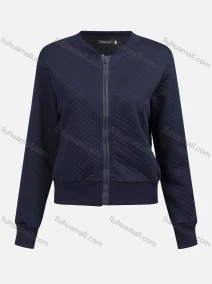 Wholesale Women's Casual Mock Neck Long Sleeve Zip Waffle Plain Jacket 6376#, LIUHUA CLOTHING WHOLESALE