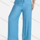 Wholesale Women's Casual Plain Drawstring High Waist Loose Fit Shirred Pants Blue Clothing Wholesale Market Liuhua