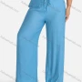 Wholesale Women's Casual Plain Drawstring High Waist Loose Fit Shirred Pants preview