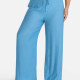 Women's Casual Plain Drawstring High Waist Loose Fit Shirred Pants Blue Clothing Wholesale Market -LIUHUA