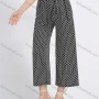 Wholesale Women's Casual Straight Loose Fit Allover Print Cropped Wide leg Pant With Belt preview