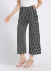 Wholesale Women's Casual Straight Loose Fit Allover Print Cropped Wide leg Pant With Belt - Liuhuamall