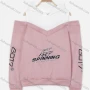 Wholesale Women's Letter Print Cold Shoulder Long Sleeve Drawstring Hoodie preview