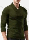 Wholesale Men's Silm Fit High Neck Long Sleeve Warm Plain T Shirt  - Liuhuamall