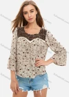 Wholesale Women's Casual Ditsy Allover Floral Print Splicing Bell Sleeve Blouse - Liuhuamall