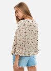 Wholesale Women's Casual Ditsy Allover Floral Print Splicing Bell Sleeve Blouse - Liuhuamall