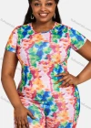Wholesale Women's 3 Piece Silm Fit Allover Tie Dye Print T-Shirt & Cropped Pants Set With Bucket Hat 28172# - Liuhuamall
