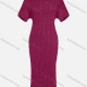 Wholesale Women's Casual Short Sleeve Plain Shirred Striped Bodycon Maxi Dress 1052# Rose Red Clothing Wholesale Market Liuhua