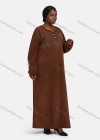 Wholesale Women's Vintage Soft Crew Neck Button Front Long Sleeve Rhinestone Plain Butterfly Maxi Nightgown - Liuhuamall