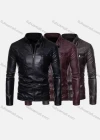 Wholesale Men's Fashion Moto Stand Collar Zipper Pockets Zipper Leather Jacket - Liuhuamall