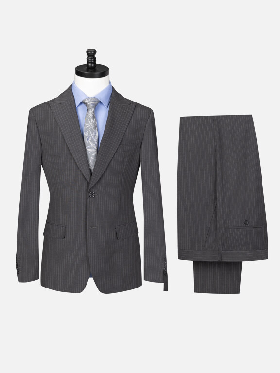 Men's Formal Lapel Single Breasted Striped Flap Pockets Blazer Jacket & Pants 2 Piece Set 23569#, Clothing Wholesale Market -LIUHUA, Men, Men-s-Suits-Blazers, Men-s-Suit-Sets