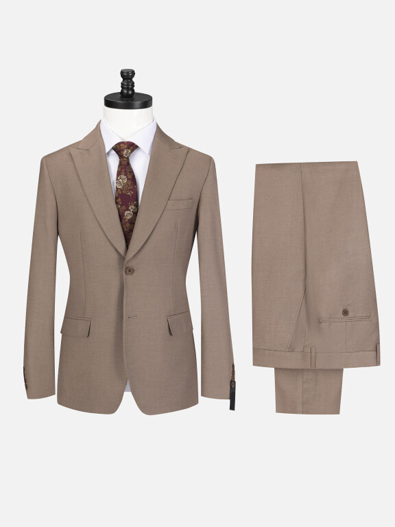 Men's Formal Plain Lapel Single Breasted Flap Pockets Blazer Jacket & Pants 2 Piece Set 32116#, Clothing Wholesale Market -LIUHUA, 