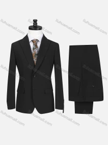 Wholesale Men's Business Plain Lapel Single Breasted Flap Pockets Blazer Jacket & Pants 2 Piece Set 60434#, LIUHUA CLOTHING WHOLESALE