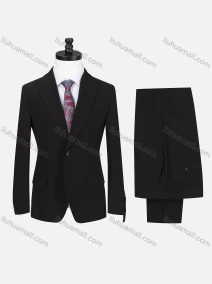 Wholesale Men's Business Lapel Single Breasted Plain Flap Pockets Blazer Jacket & Pants 2 Piece Set 76997#, LIUHUA CLOTHING WHOLESALE