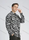 Wholesale Men's Casual Allover Plants Print Button Down Long Sleeve Shirt - Liuhuamall
