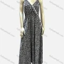 Wholesale Women's Casual Chiffon V Neck Puff Sleeve Lace Trim Ditsy Floral Peplum Maxi Dress	 preview