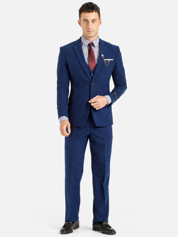 Men's Formal Business 3-Piece Slim Fit One Button Plain Suit Set, Clothing Wholesale Market -LIUHUA, Men, Men-s-Suits-Blazers, Men-s-Suit-Sets