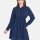 Women's Casual Long Sleeve Striped Drawstring Shirt Dress Blue Clothing Wholesale Market -LIUHUA