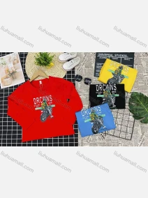 Wholesale Boy's Comfy Crew Neck Long Sleeve Graphic Letter T-Shirt, LIUHUA CLOTHING WHOLESALE