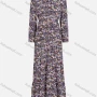 Wholesale Women's Round-Neck Long Sleeve Allover Floral Print Ruffle Hem Maxi Dress With Belt FS819# preview