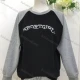 Wholesale Women's Casual Crew Neck Raglan Sleeve Letter Colorblock Sweatshirt Black+Gray Clothing Wholesale Market Liuhua