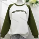 Wholesale Women's Casual Crew Neck Raglan Sleeve Letter Colorblock Sweatshirt Green+White Clothing Wholesale Market Liuhua