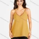 Wholesale Women's Casual Plain V Neck Cami Top Mustard Clothing Wholesale Market Liuhua