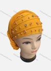 Wholesale Women's Plain Rhinestone Pearl Decor Wrap Strench Muslim Hijab Turban Cap - Liuhuamall